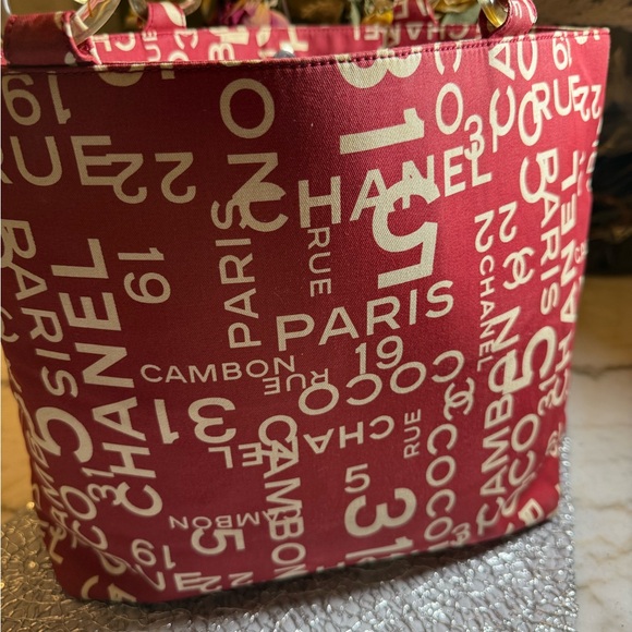 Chanel Red and White Logo Tote - Picture 3 of 3